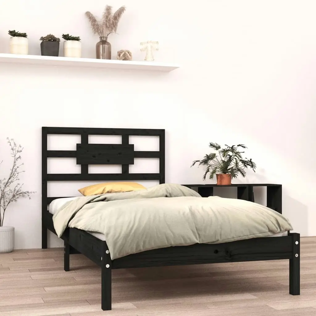 Bed Frame without Mattress Black 90x190 cm Solid Wood 3105634