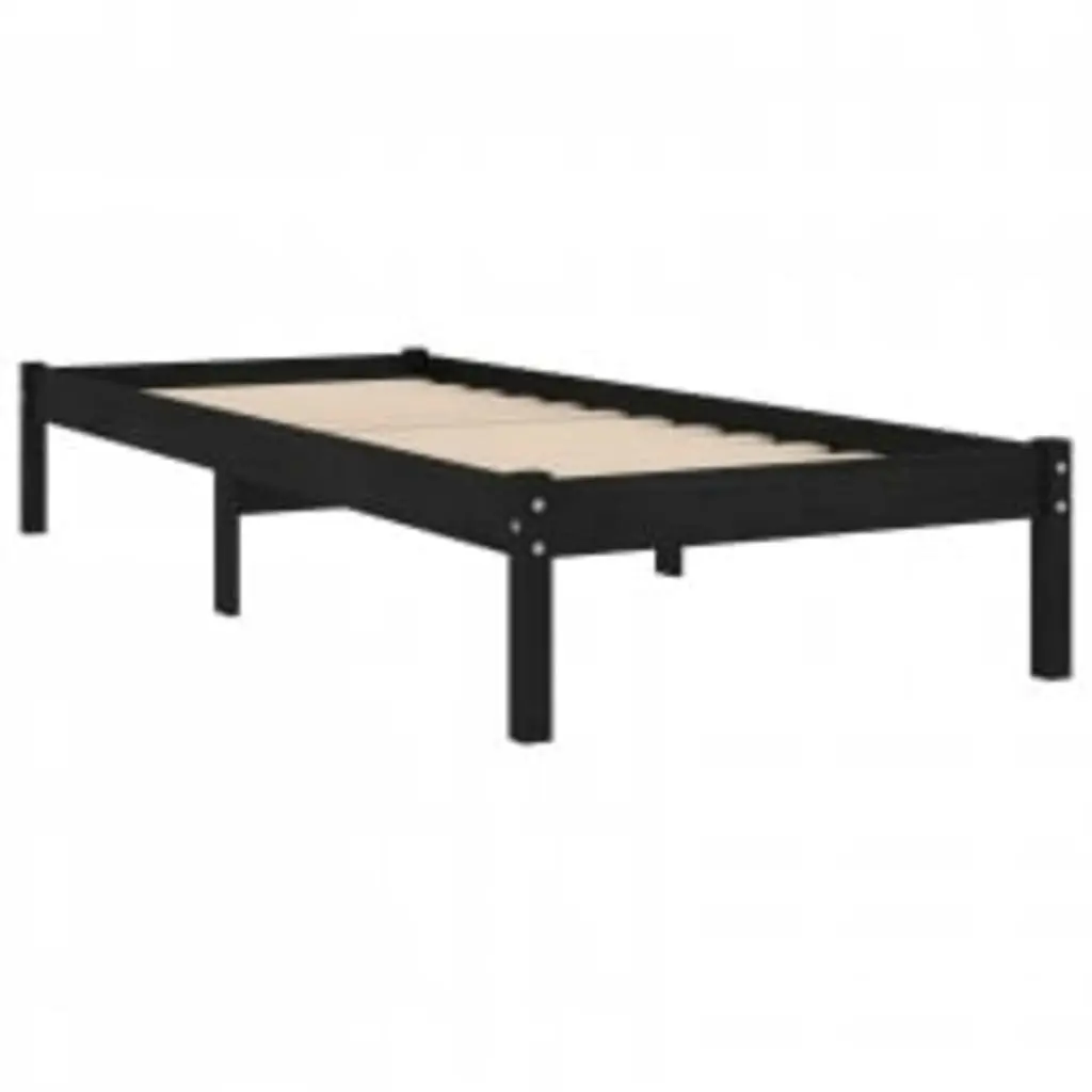 Bed Frame without Mattress Black 90x190 cm Solid Wood 3105634