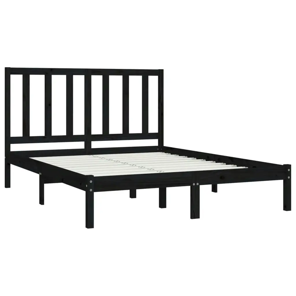 Bed Frame without Mattress Black Solid Wood Pine 150x200 cm 3105169