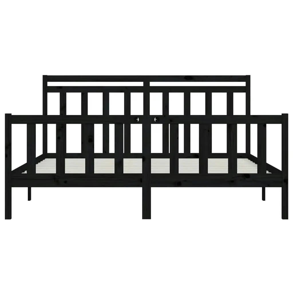 Bed Frame without Mattress Black Solid Wood Pine 183x203 cm King 3107047