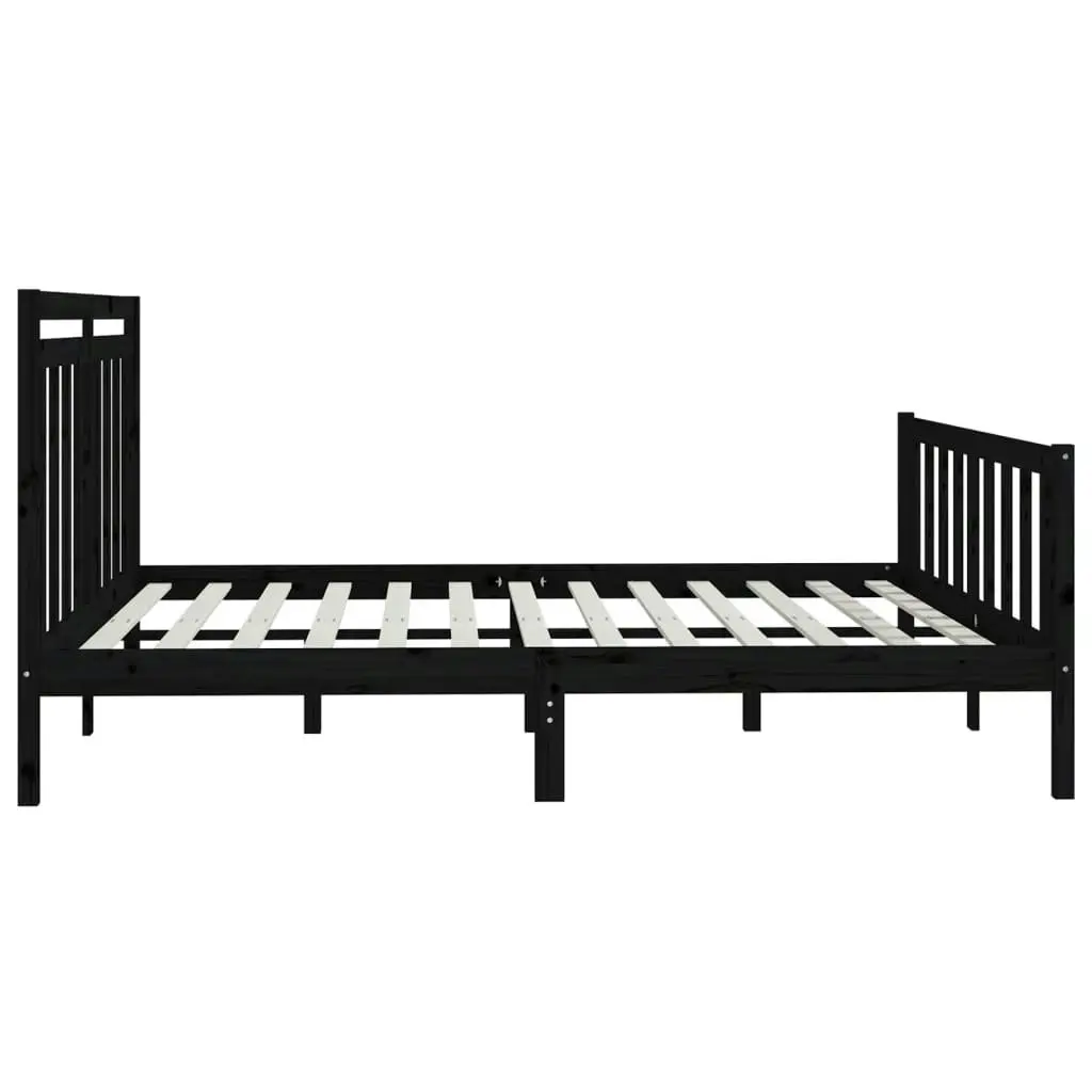 Bed Frame without Mattress Black Solid Wood Pine 183x203 cm King 3107047