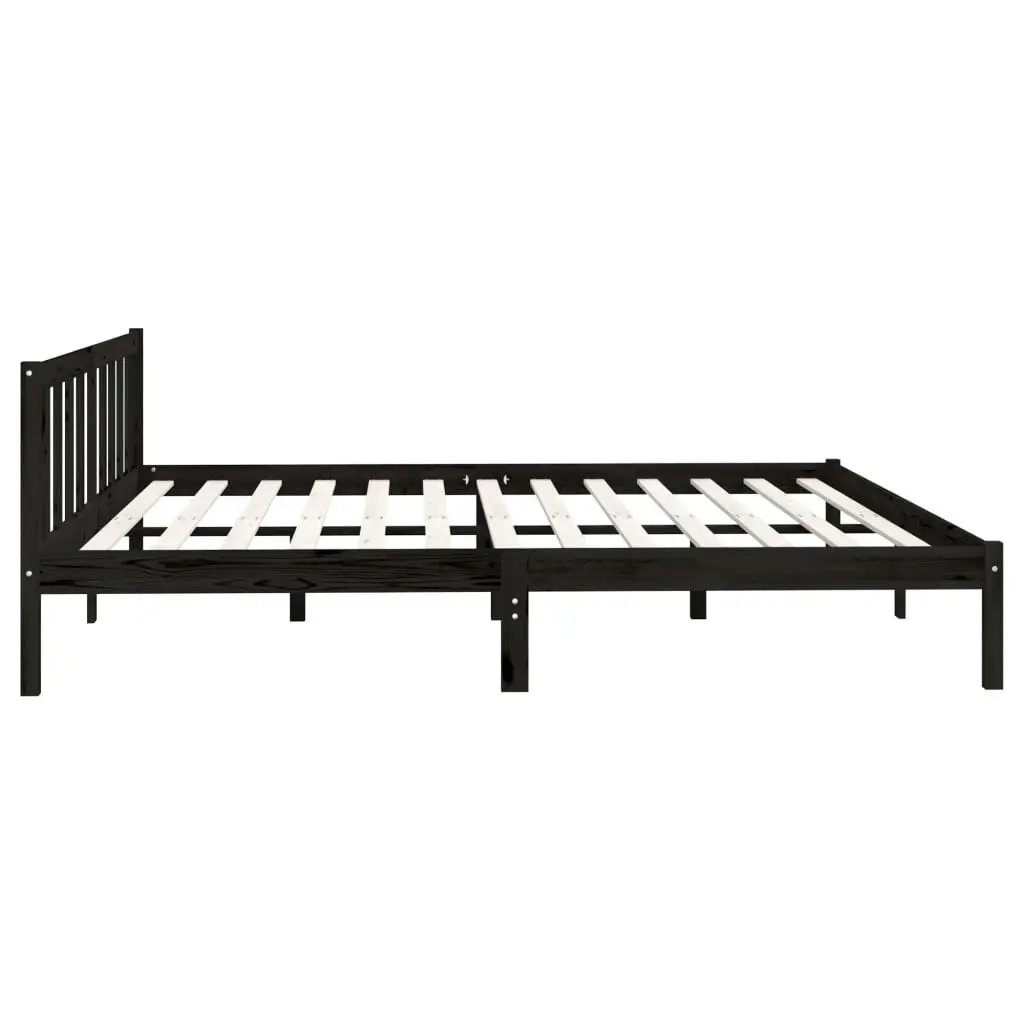 Bed Frame without Mattress Black Solid Wood 183x203 cm King 810101