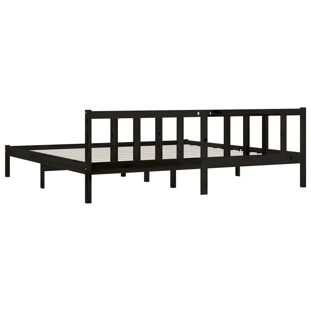 Bed Frame without Mattress Black Solid Wood 183x203 cm King 810101