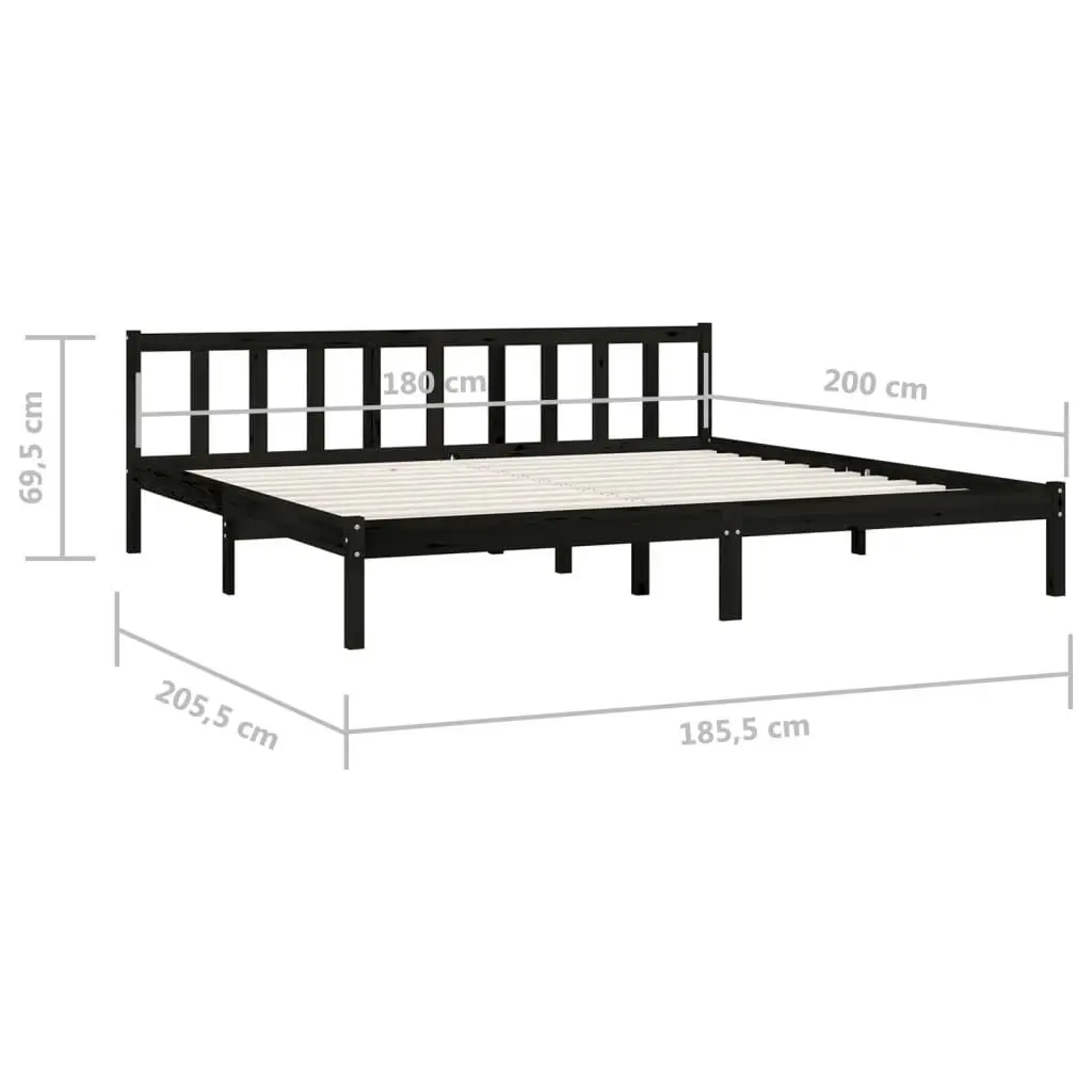 Bed Frame without Mattress Black Solid Wood 183x203 cm King 810101