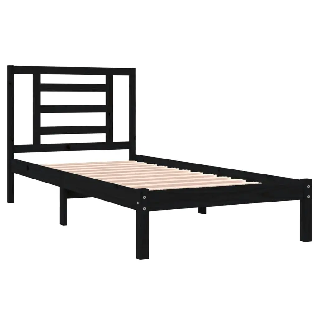 Bed Frame without Mattress Black 90x190 cm Solid Wood Pine 3104317