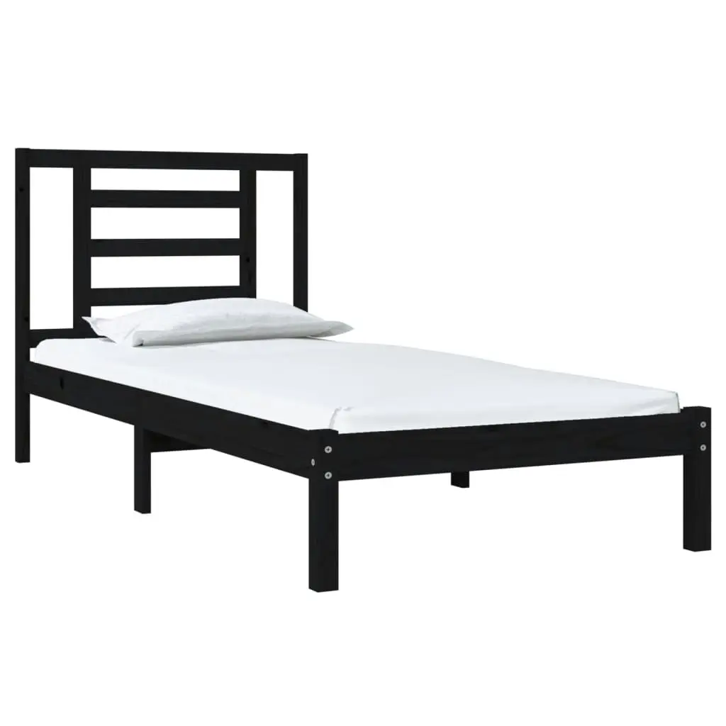 Bed Frame without Mattress Black 90x190 cm Solid Wood Pine 3104317