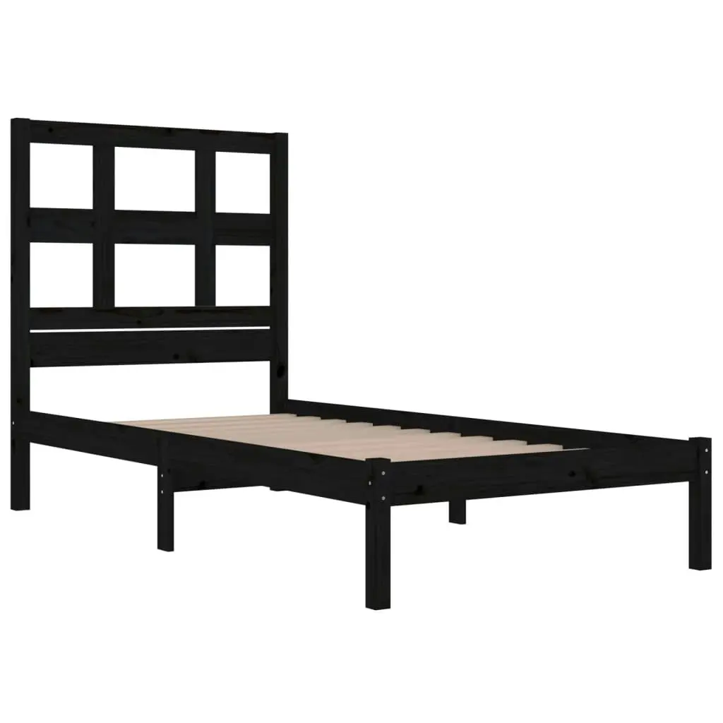 Bed Frame without Mattress Black 90x190 cm Solid Wood Pine 3104447