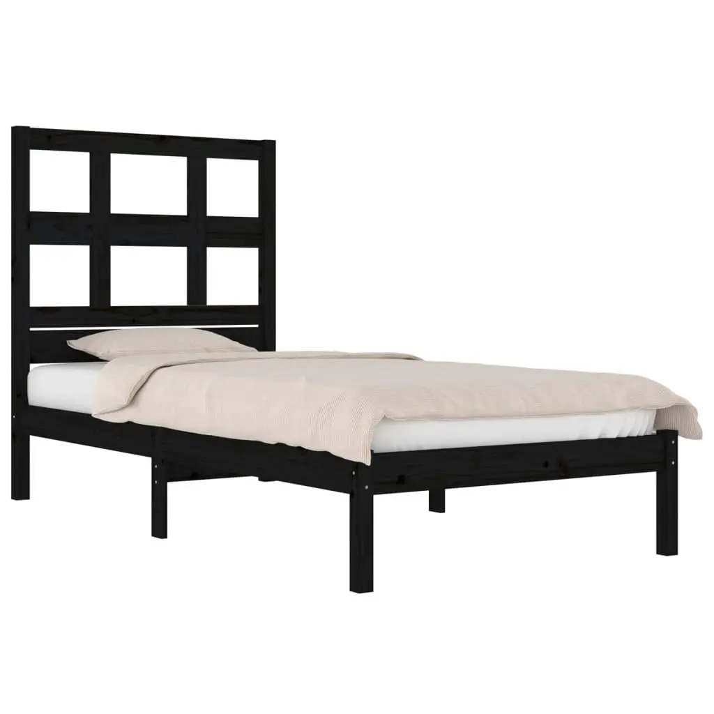 Bed Frame without Mattress Black 90x190 cm Solid Wood Pine 3104447