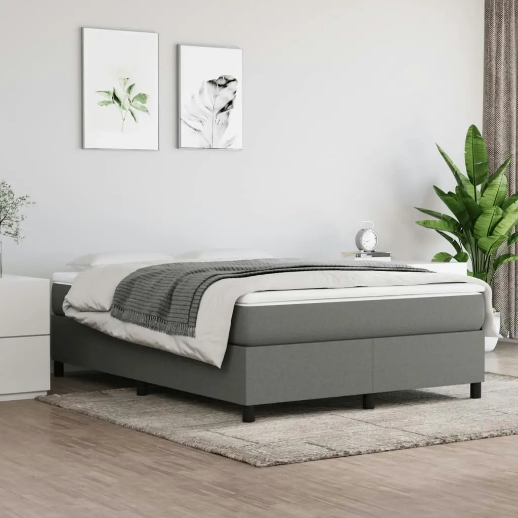 Bed Frame without Mattress Dark Grey Double Fabric 3120901