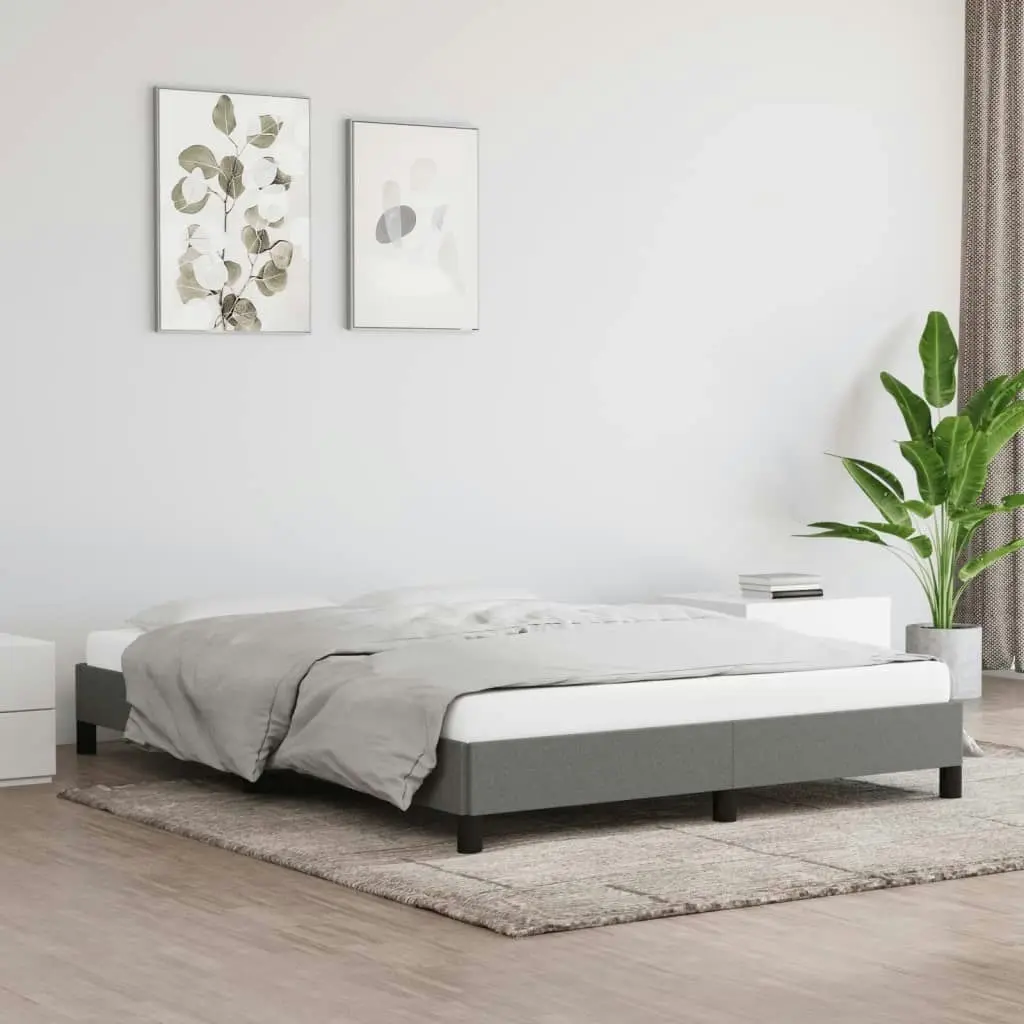 Bed Frame without Mattress Dark Grey 137x187 cm Double Fabric 346759