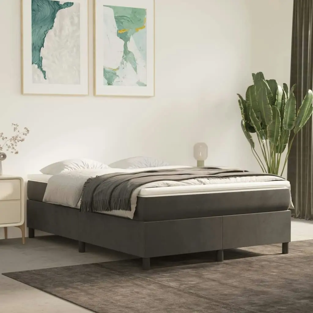 Bed Frame without Mattress Dark Grey Double Velvet 3121151