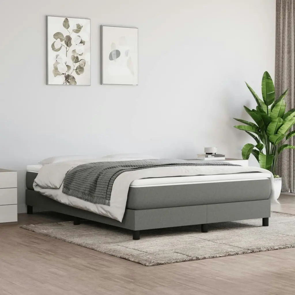 Bed Frame Dark Grey 153x203 cm Queen Size Fabric 3120558