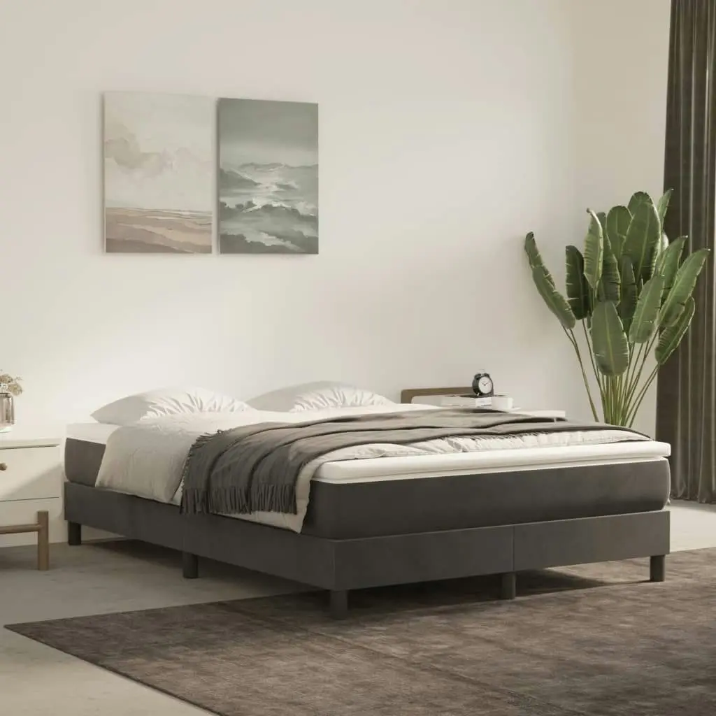 Bed Frame Dark Grey 153x203 cm Queen Size Velvet 3120806