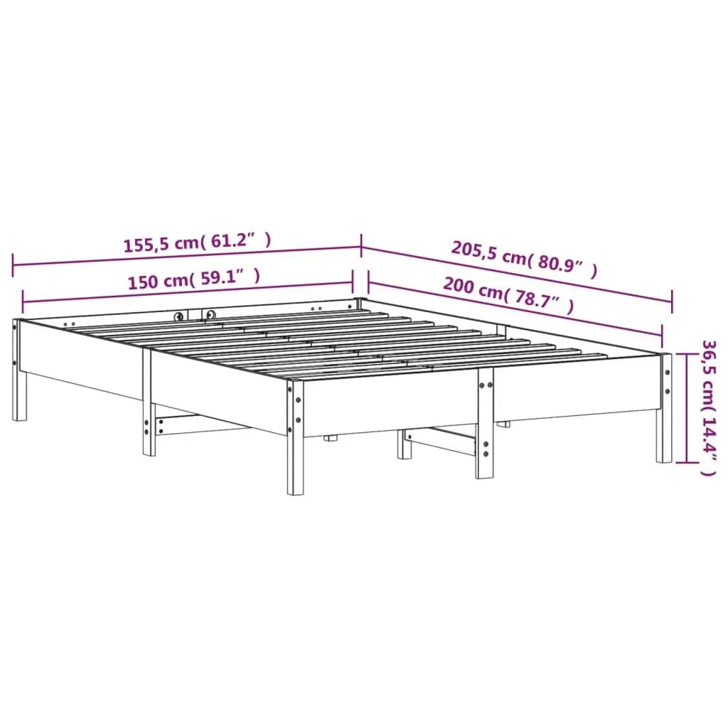 Bed Frame without Mattress 150x200 cm Solid Wood Pine 842694