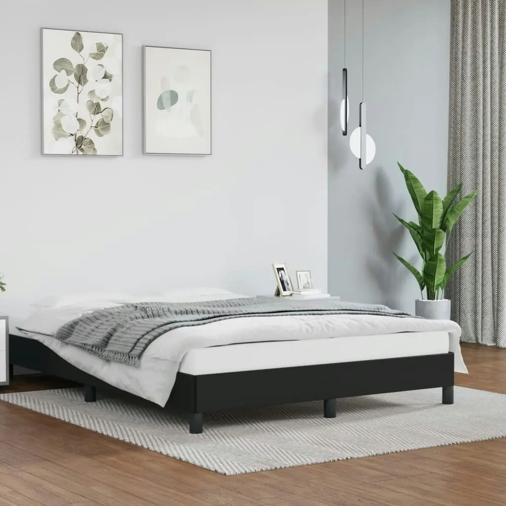 Bed Frame Black 137x187 cm Double Size Faux Leather 346932