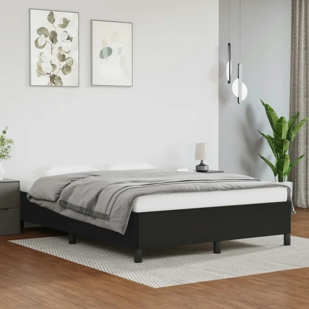 Bed Frame Black 137x187 cm Double Size Faux Leather 347279