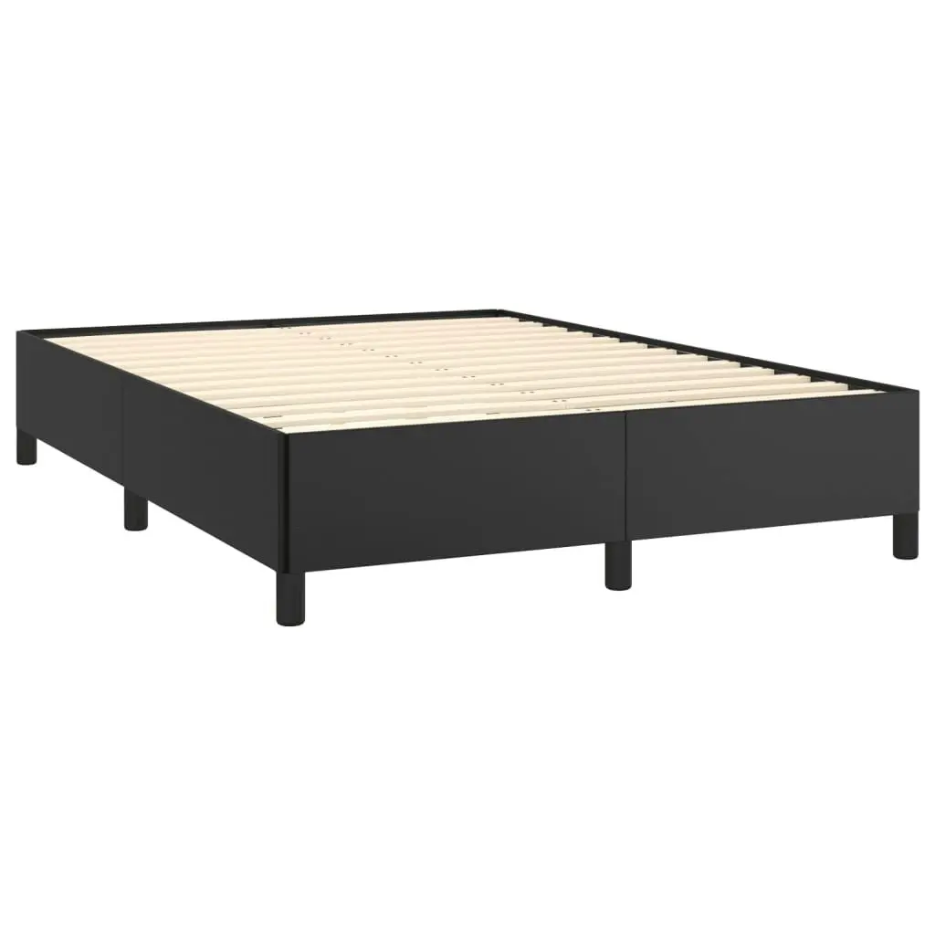 Bed Frame Black 137x187 cm Double Size Faux Leather 347279