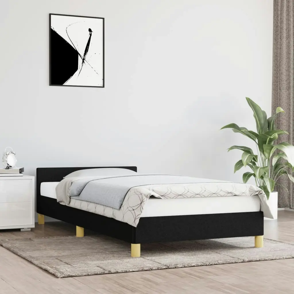 Bed Frame Black 106x203 cm King Single Size Fabric 355760