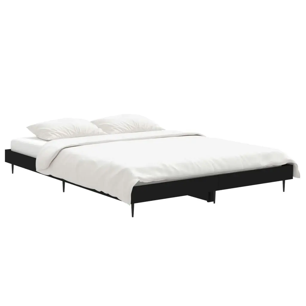 Bed Frame Black 137x187 cm Double Size Engineered Wood 832286