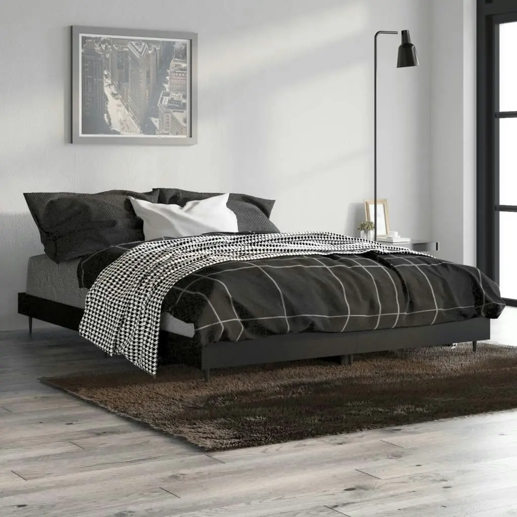 Bed Frame Black 137x187 cm Double Size Engineered Wood 832286