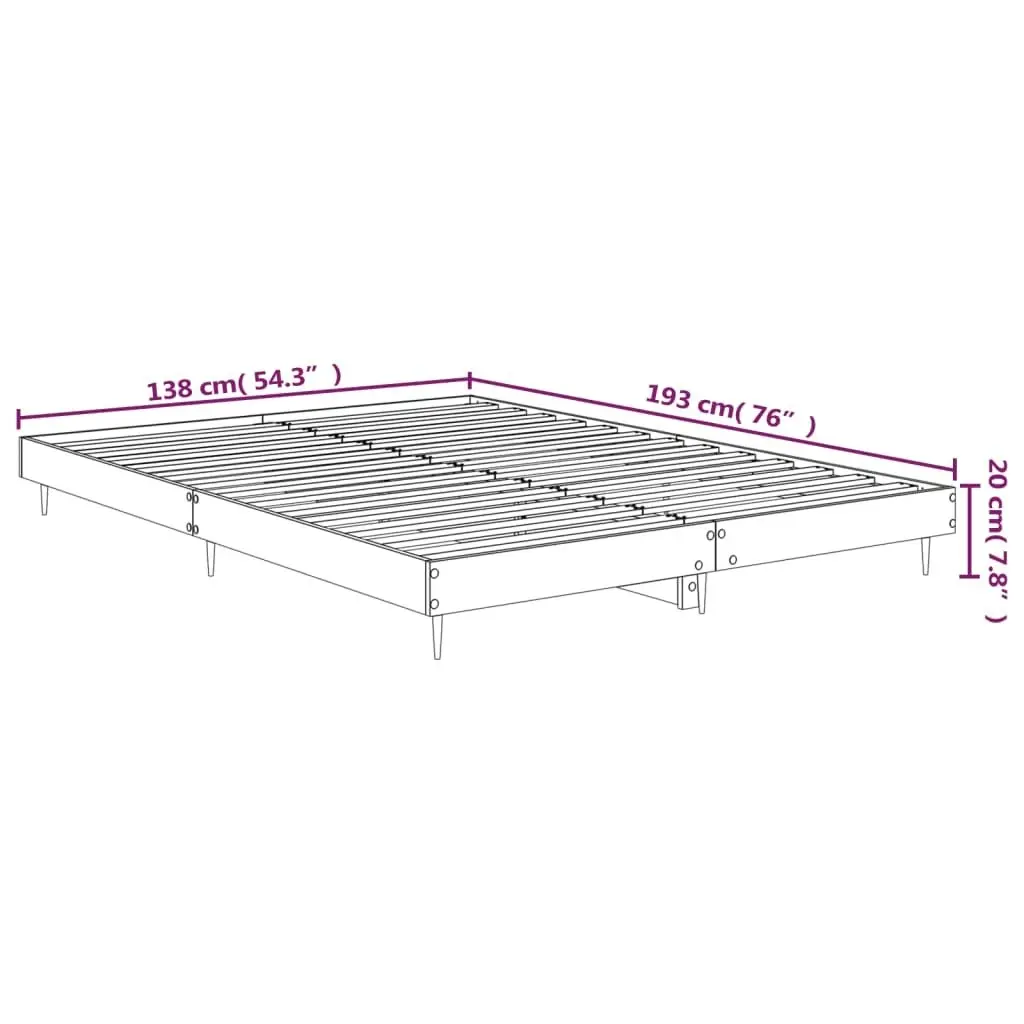 Bed Frame Black 137x187 cm Double Size Engineered Wood 832286