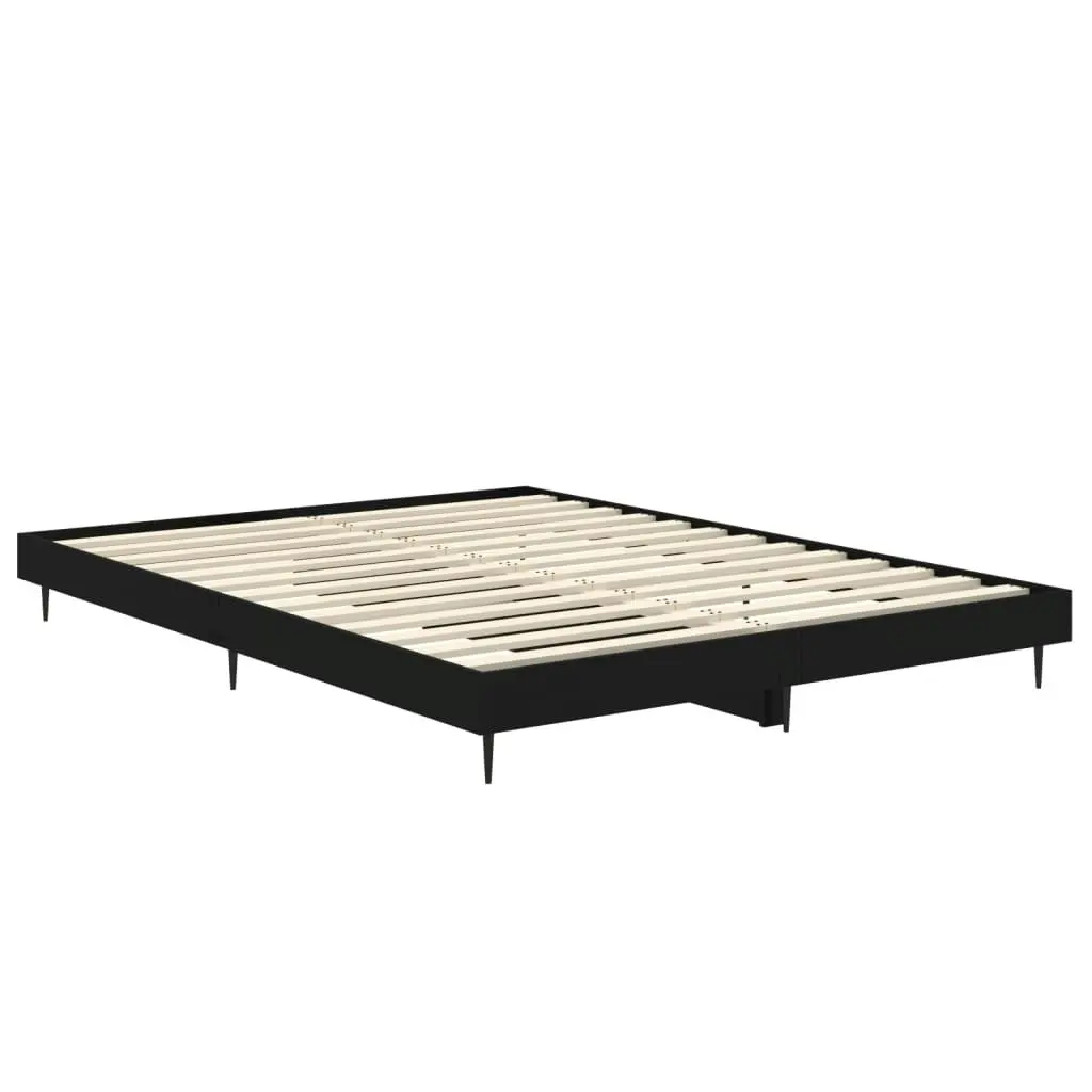 Bed Frame Black 137x187 cm Double Size Engineered Wood 832286