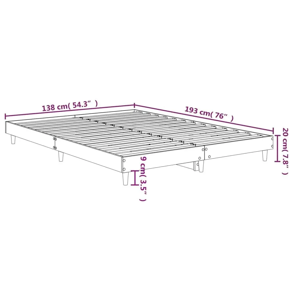 Bed Frame without Mattress Black 135x190 cm Engineered Wood 832078