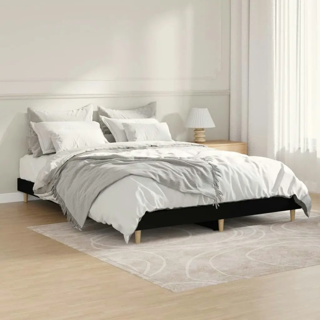 Bed Frame without Mattress Black 135x190 cm Engineered Wood 832078