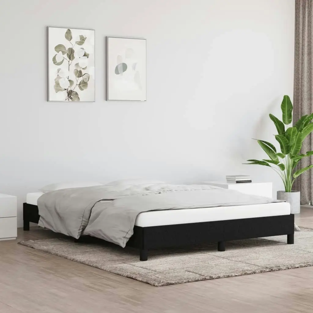 Bed Frame Black 153x203 cm Queen Size Fabric 346763