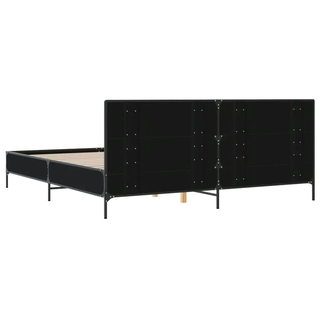 Bed Frame Black 183x203 cm King Size Engineered Wood and Metal 3280012