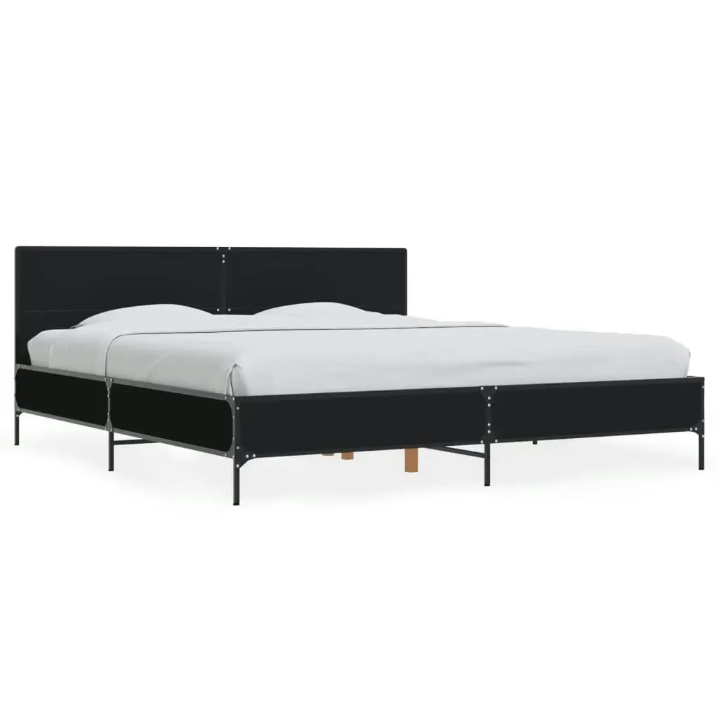 Bed Frame Black 183x203 cm King Size Engineered Wood and Metal 3280012