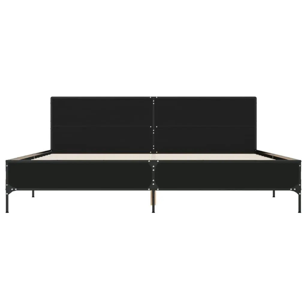 Bed Frame Black 183x203 cm King Size Engineered Wood and Metal 3280012