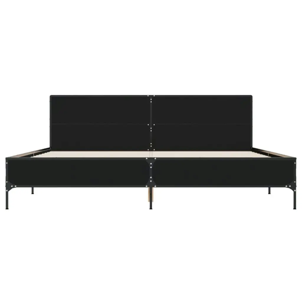 Bed Frame Black 183x203 cm King Size Engineered Wood and Metal 3280012