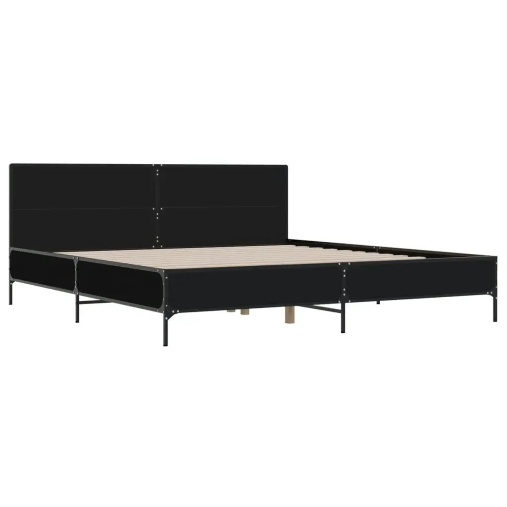 Bed Frame Black 183x203 cm King Size Engineered Wood and Metal 3280012