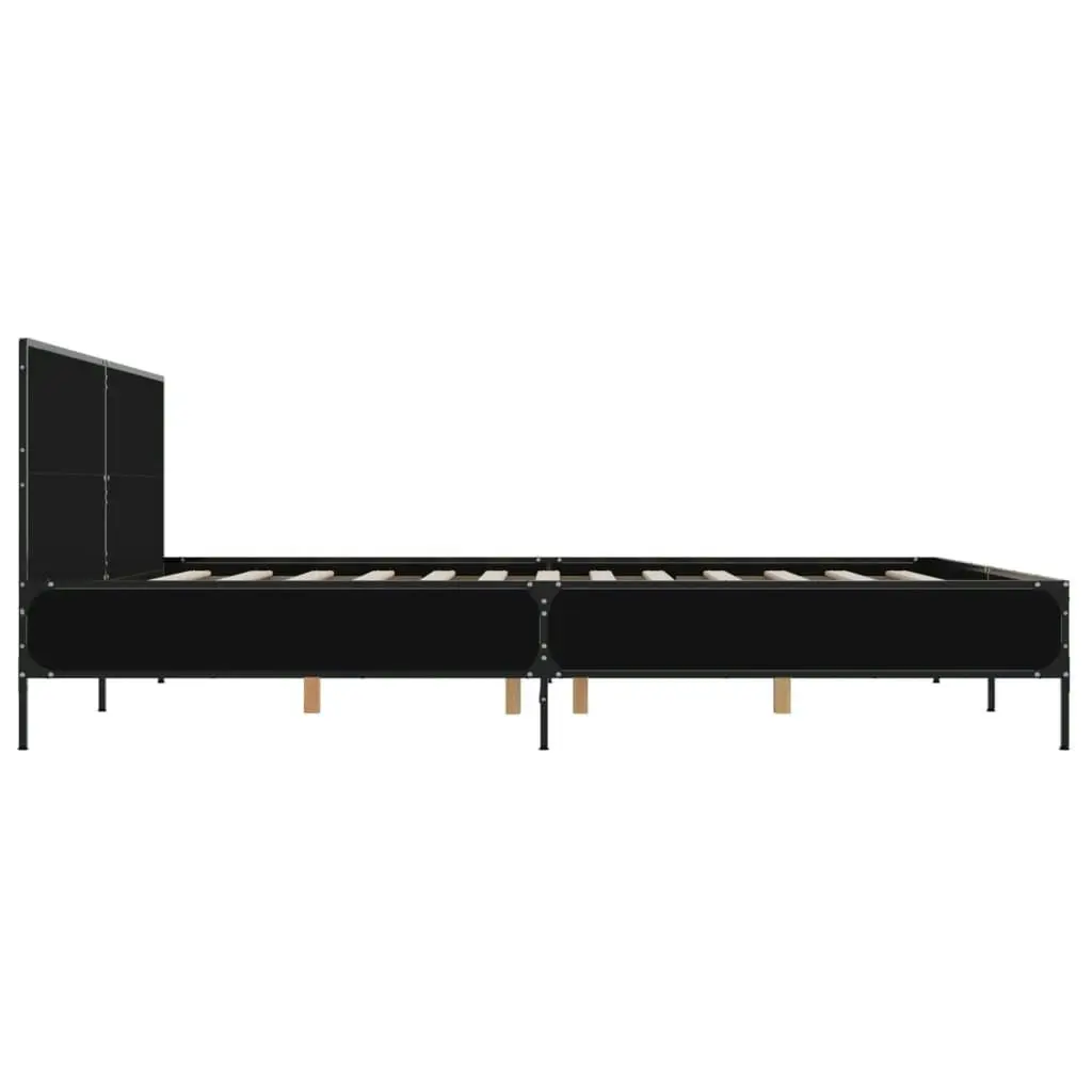 Bed Frame Black 183x203 cm King Size Engineered Wood and Metal 3280012