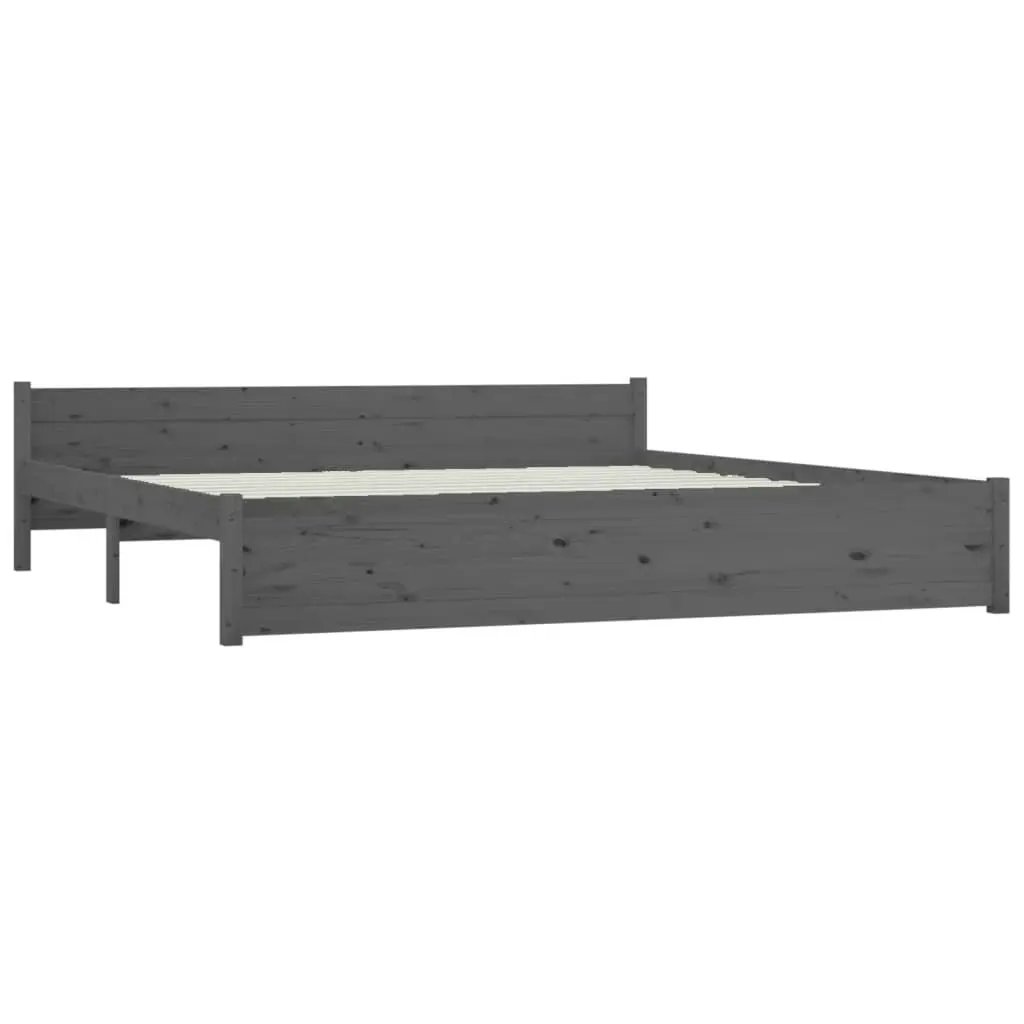 Bed Frame Grey Solid Wood 183x203 cm King Size 815061