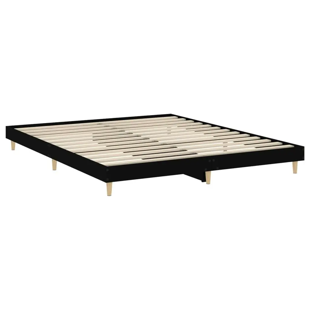 Bed Frame Black 153x203 cm Queen Size Engineered Wood 832030