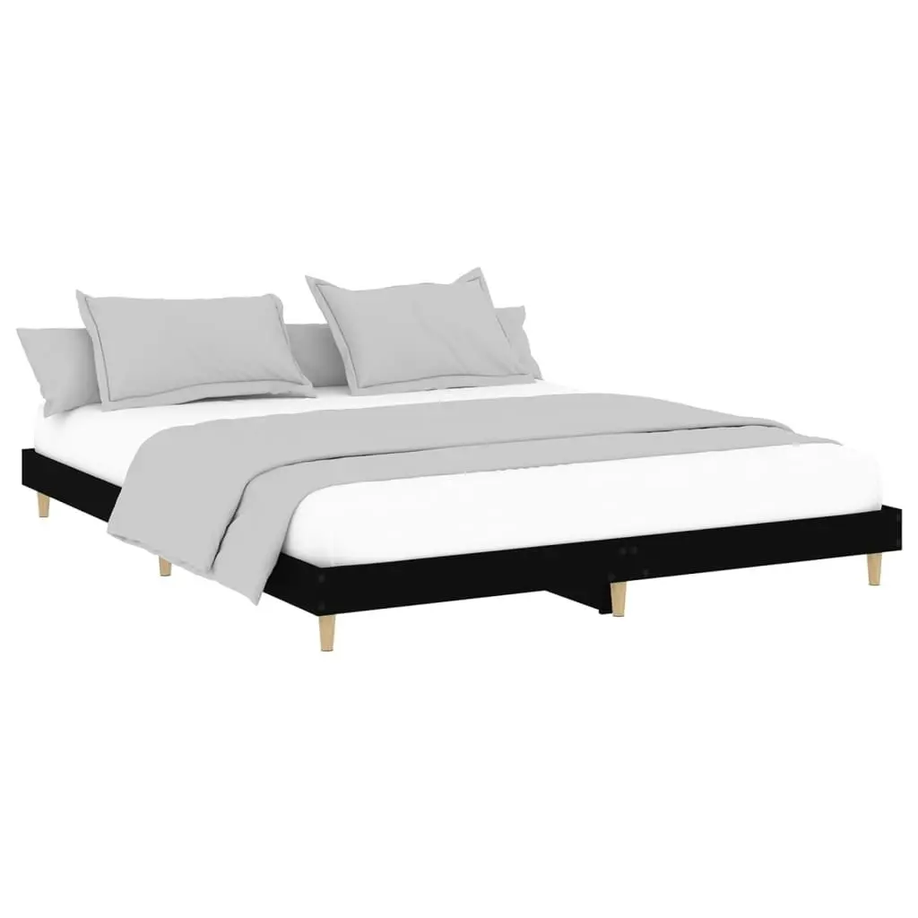 Bed Frame Black 153x203 cm Queen Size Engineered Wood 832030