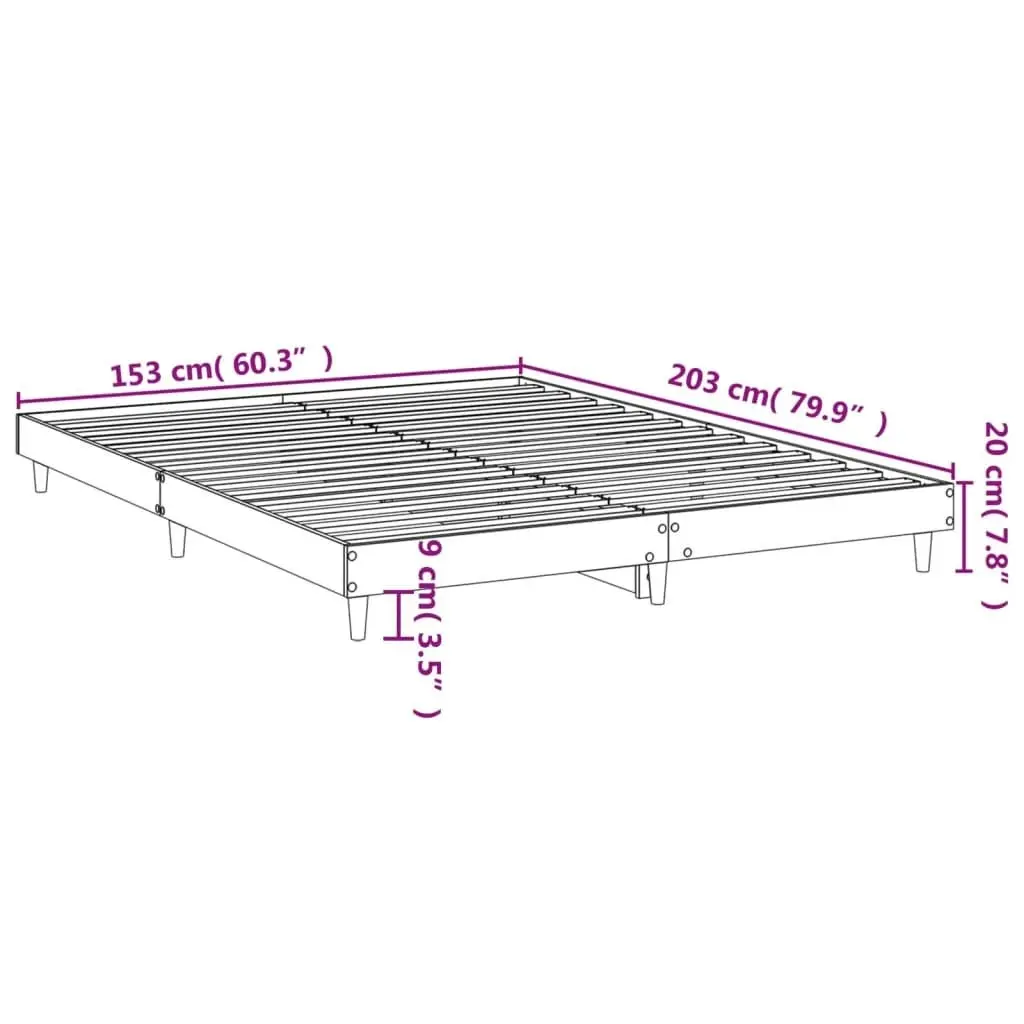 Bed Frame Black 153x203 cm Queen Size Engineered Wood 832030