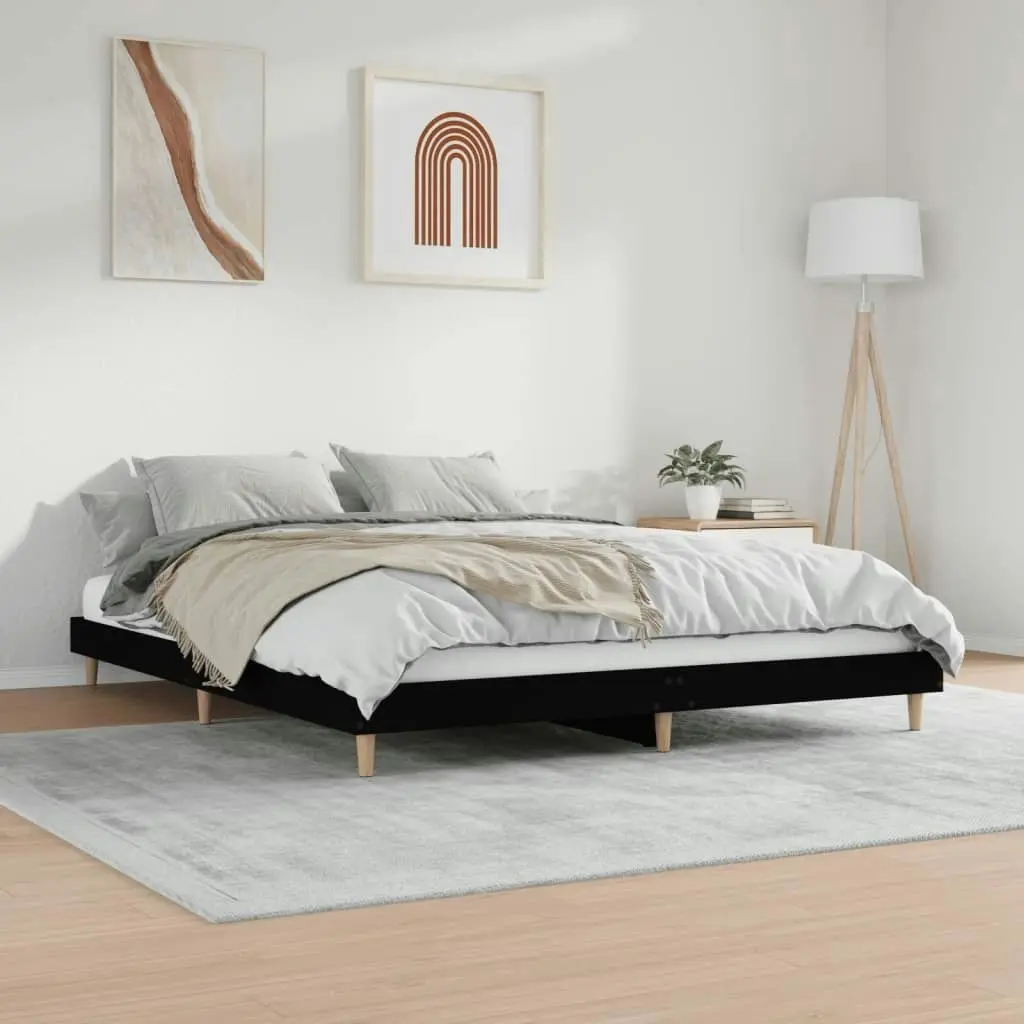 Bed Frame Black 153x203 cm Queen Size Engineered Wood 832030