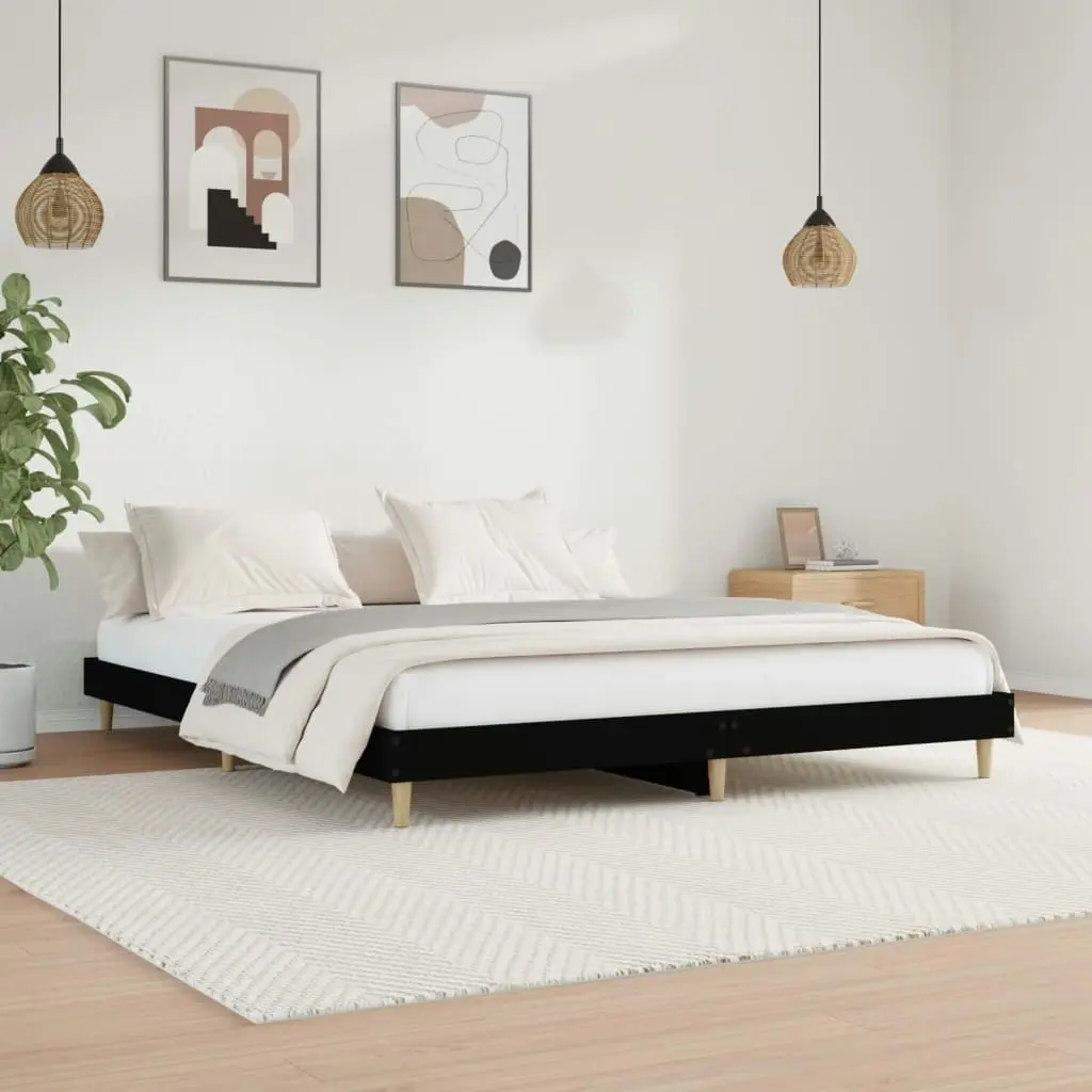 Bed Frame Black 153x203 cm Queen Size Engineered Wood 832030