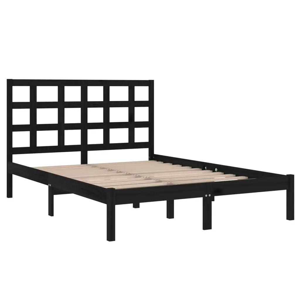 Bed Frame without Mattress Black 135x190 cm Solid Wood 3105449