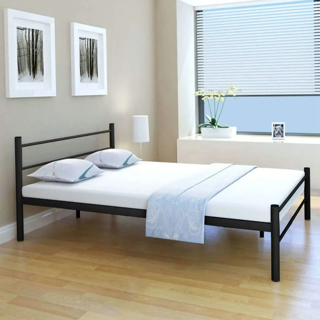 Bed Frame Black Metal Double Size 247487