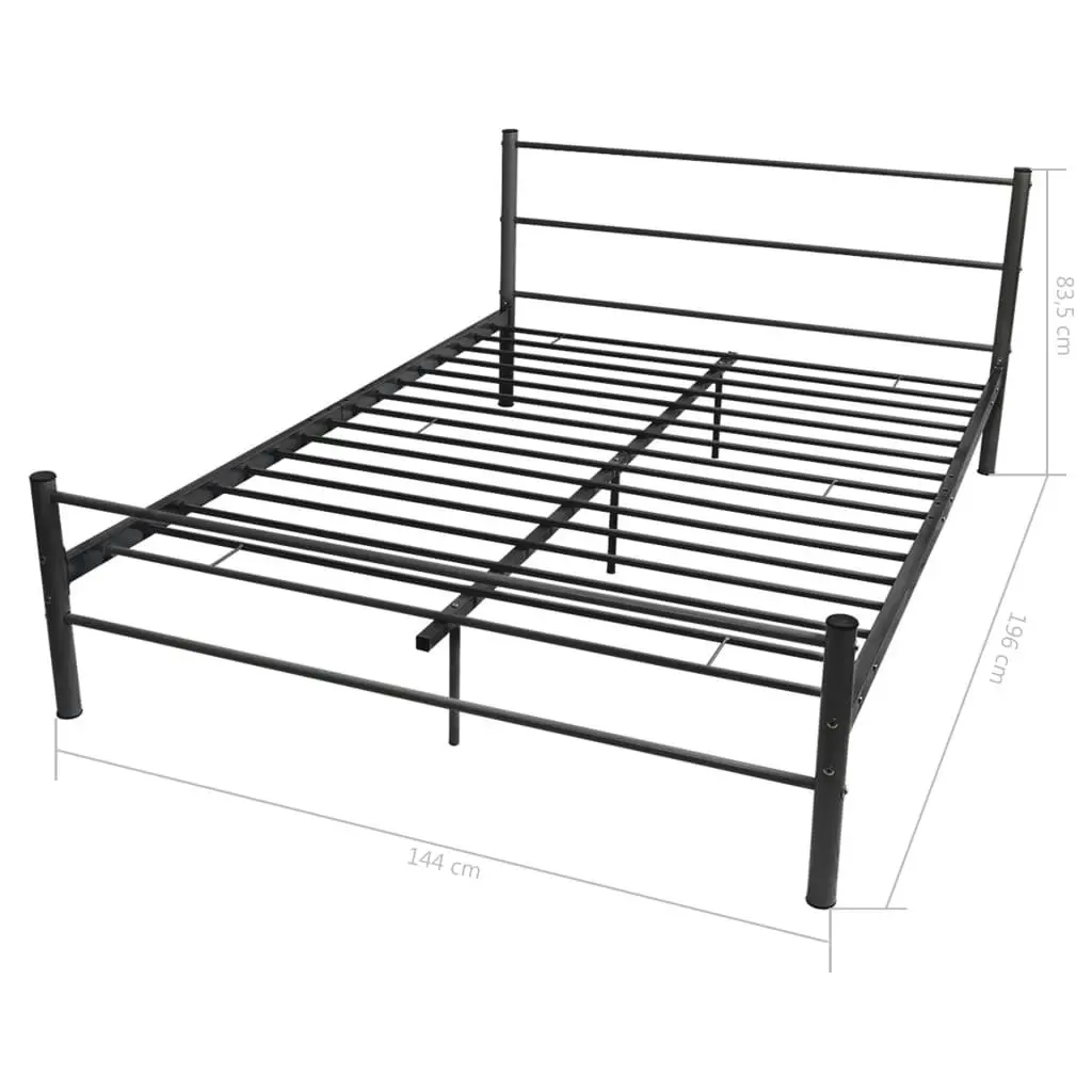 Bed Frame Black Metal Double Size 247487