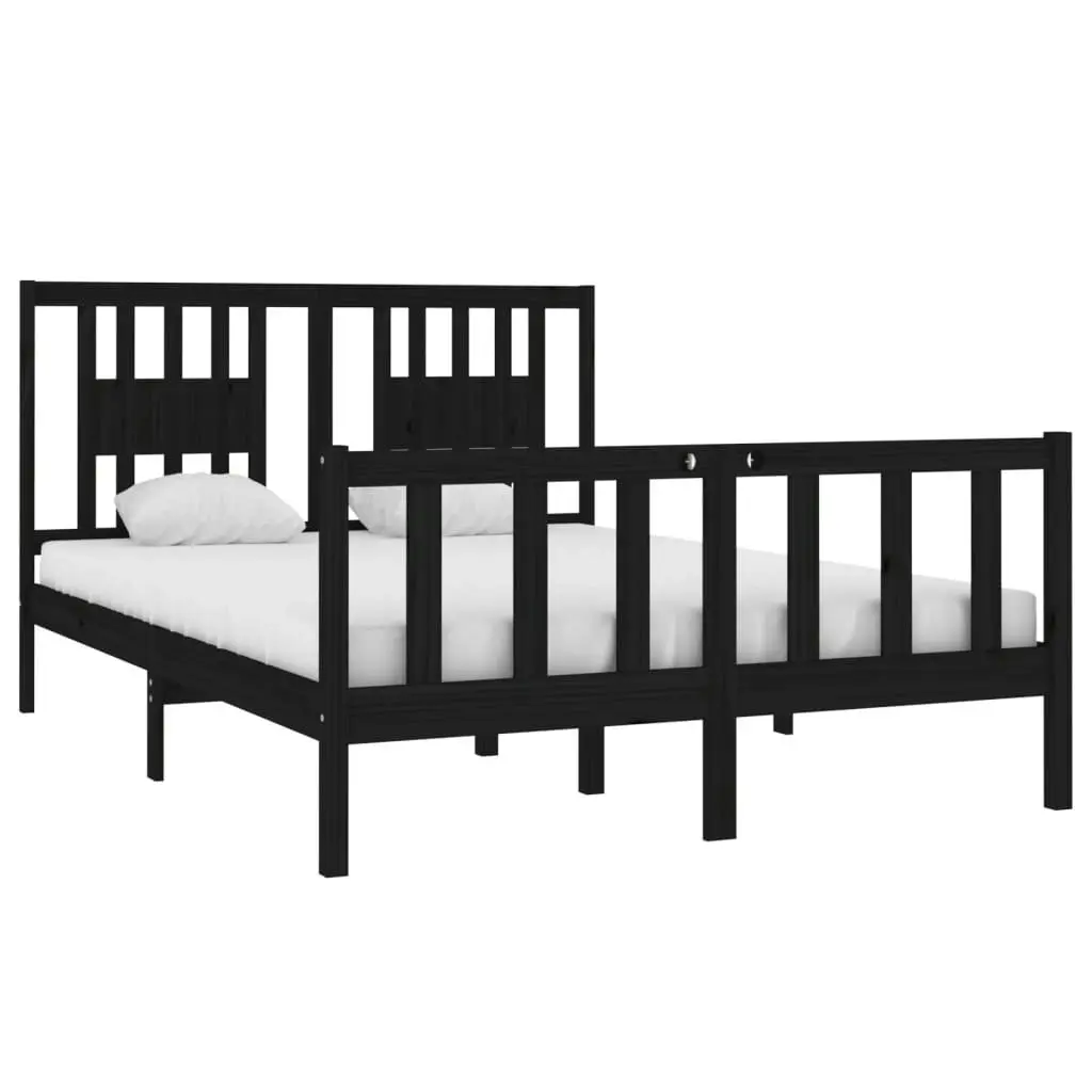 Bed Frame without Mattress Black 135x190 cm Solid Wood 3104107