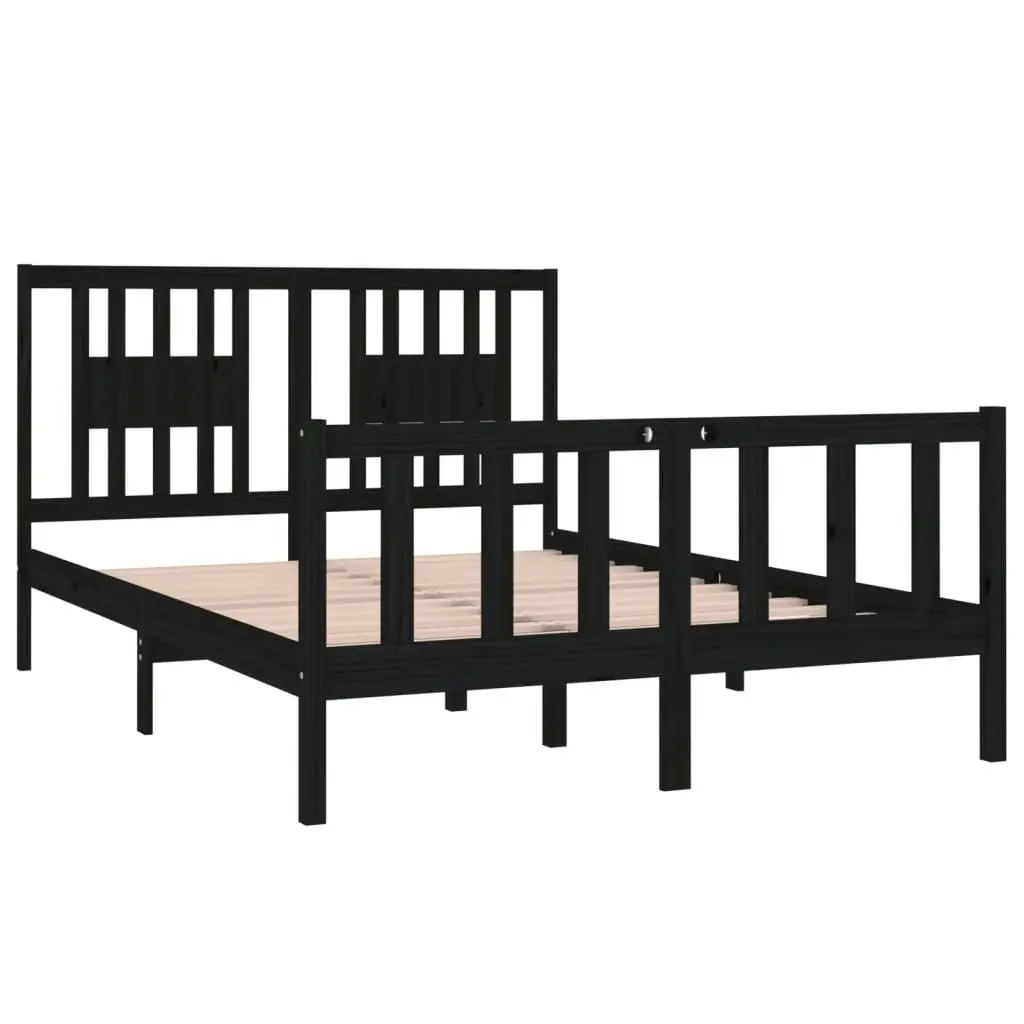 Bed Frame without Mattress Black 135x190 cm Solid Wood 3104107