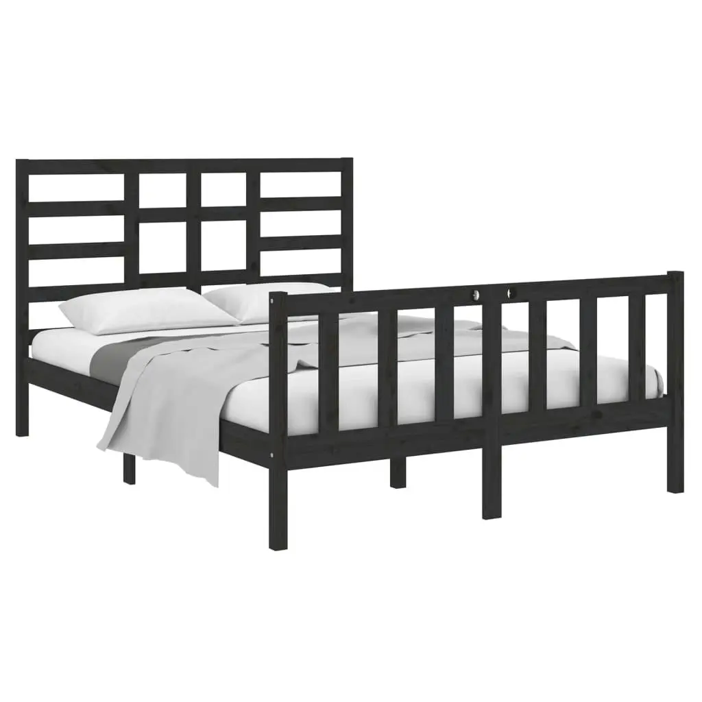 Bed Frame without Mattress Black Solid Wood 135x190 cm 3105904