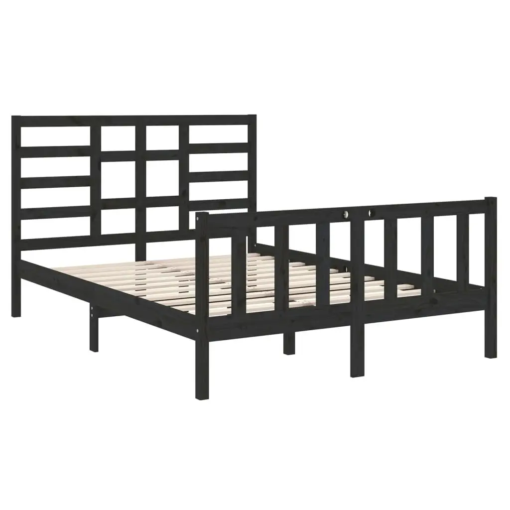 Bed Frame without Mattress Black Solid Wood 135x190 cm 3105904