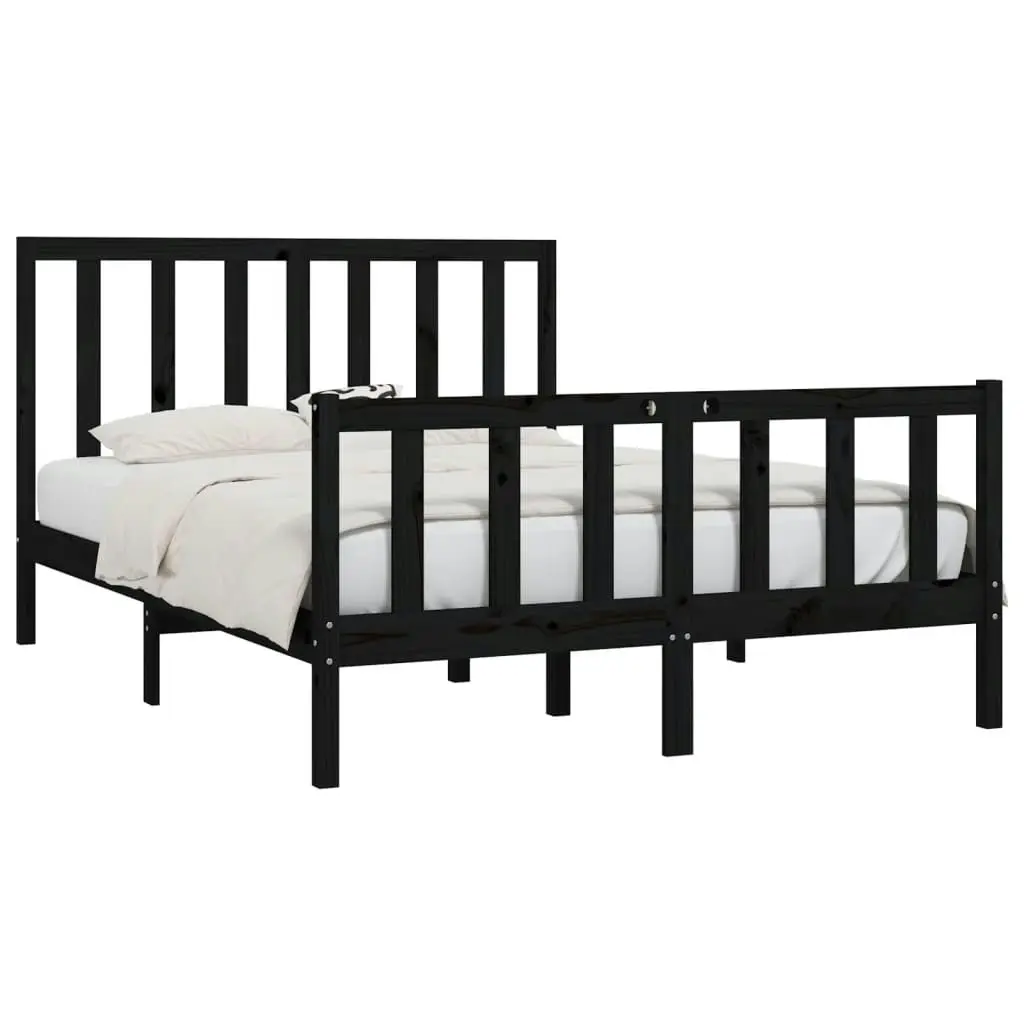 Bed Frame without Mattress Black 150x200 cm Solid Wood 3106842