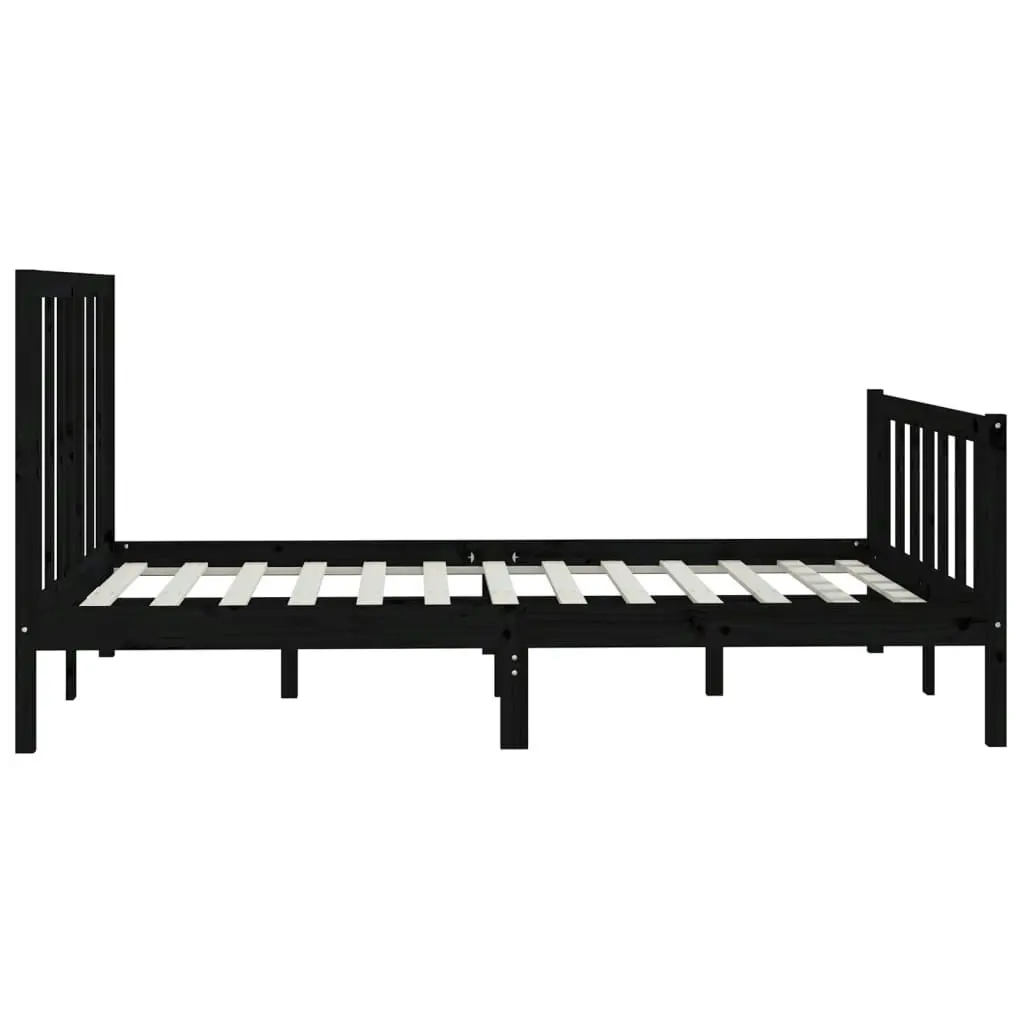 Bed Frame without Mattress Black 150x200 cm Solid Wood 3106842